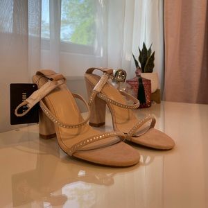 New open toe strap heels